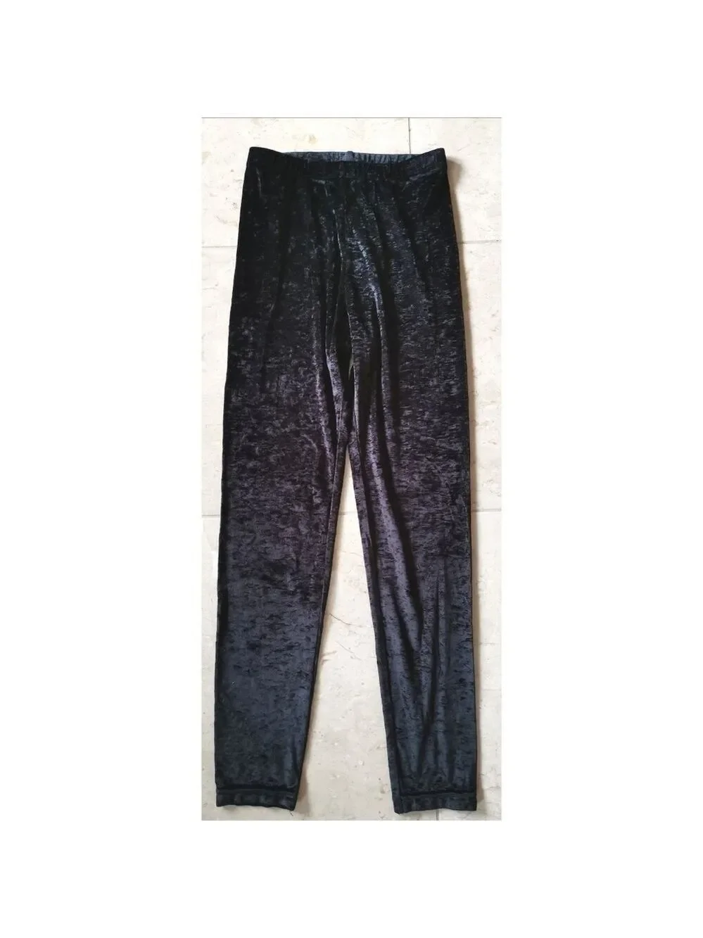 Crushed velvet black leggings lounge pants - Picture 2 of 5